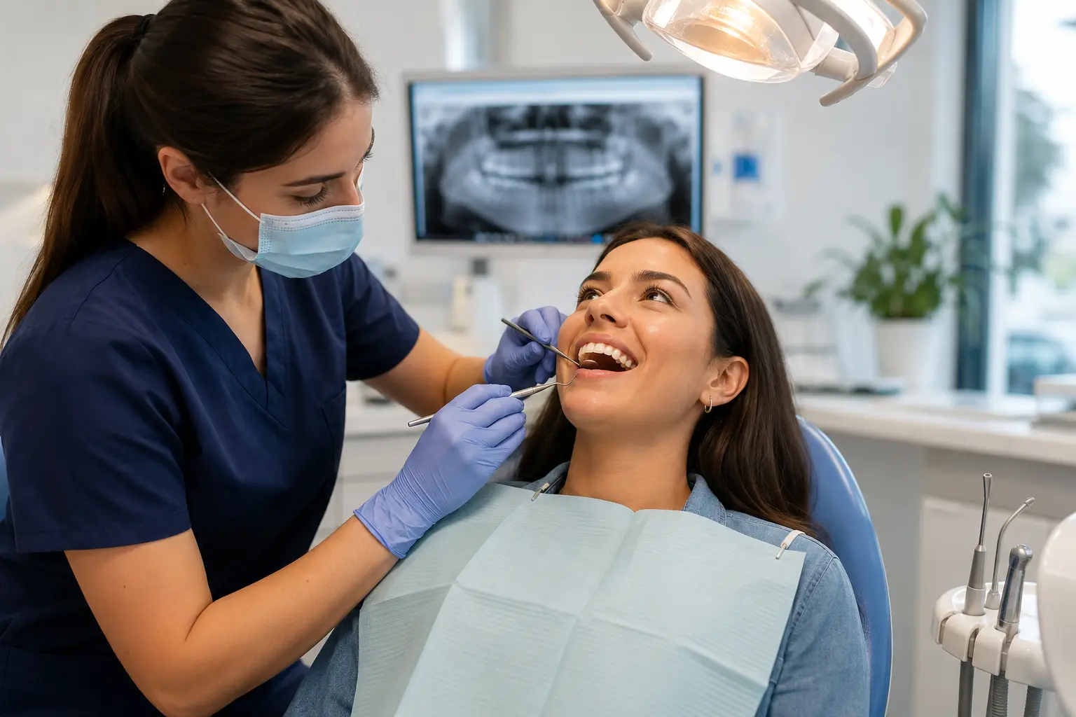 A MapleLeaf Smile Dentistry dentist treating a patient
